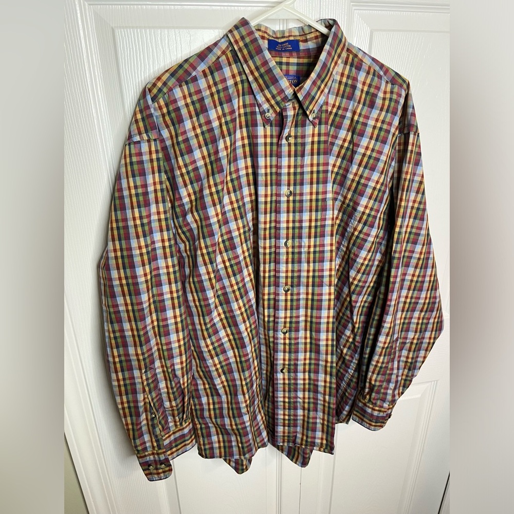 Pendleton Multicolor Plaid Collared Button Down Long Sleeve Men’s Shirt Size XL